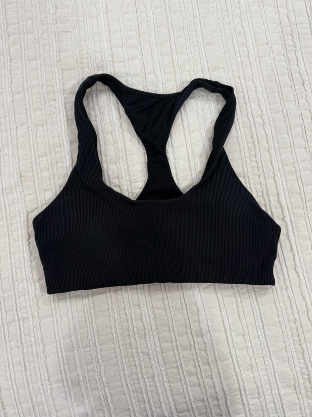aerie Black Ribbed Racerback sports bra